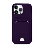 IPHONE 14 PRO MAX UYUMLU KELVİN KARTVİZİTLİ SİLİKON KILIF (Mor)