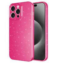 iPhone 15 Pro Kılıf Kamera Korumalı Simli Parıltılı Lüks Silikon (Pembe)
