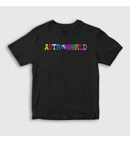 Presmono Unisex Çocuk Beyaz Astroworld Travis Scott T-Shirt 45099tt (Siyah)