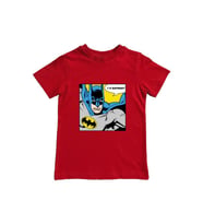 Batman baskılı pamuklu penye kumaş yazlık çocuk tişört (Kırmızı)