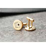 Kişiye Özel 925 Ayar Gümüş Maça Ası Kol Düğmesi (Gold)