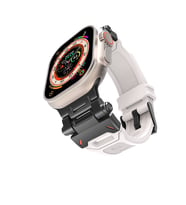 Watch 42mm KRD-108 Metal Başlıklı Silikon Kordon (Siyah-Gri)