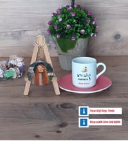 İngilizce Öğretmeni Türk Kahvesi Fincanı Ahşap Altlıklı ve Fotoğraflı Ahşap Anahtarlık Hediye Öğretmen Günü Hediyesi (Model 6)