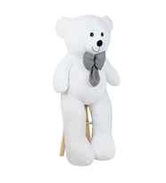 Pababo 130 Cm Papyonlu Büyük  Ayıcık (%100 Yerli) (Beyaz)