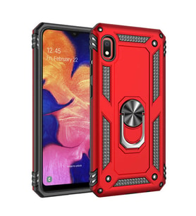 Xiaomi Redmi 7A Uyumlu Kılıf Standlı Manyetik Yüzüklü Military Magnetic Ring Polycarbonate and TPU Case (Kırmızı)