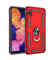 Xiaomi Redmi 7A Uyumlu Kılıf Standlı Manyetik Yüzüklü Military Magnetic Ring Polycarbonate and TPU Case (Kırmızı)