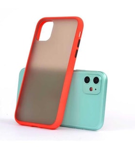 iPhone 11 Kılıf Mat Yüzey Renkli Kenar Silikon (Kırmızı)