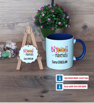 Biyoloji Mühendisi Kupa Bardak Kırmızı ve Ahşap Anahtarlık Hediye (Model 2)