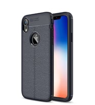 Microsonic Apple iPhone XR (6.1'') Kılıf Deri Dokulu Silikon (Lacivert)