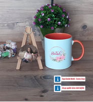 İsme Özel İsim Yazılı Kupa Bardak Beyaz ve Fotoğraflı Ahşap Anahtarlık Hediye (Model 13)