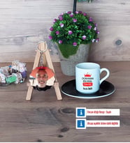 Dayıya Hediye Türk Kahvesi Fincanı Ahşap Altlıklı ve Fotoğraflı Ahşap Anahtarlık HediyeDayıya Doğum Günü Hediyesi (Model 7)