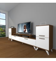 Decoraktiv Ekoflex On2 Slm Retro Tv Ünitesi Tv Sehpası (Beyaz - Kahverengi)