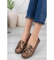 Khayt Tassel Casual Günlük Kadın Babet Ayakkabı (Bakır)