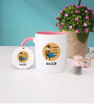 Öğretmenler Günü Hediyesi Kupa Bardak ve Anahtarlık (Pembe)