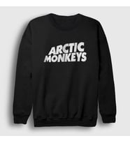 Presmono Unisex Beyaz Logo Arctic Monkeys Sweatshirt 14479tt (Siyah)