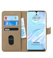 Microsonic Huawei P30 Pro Kılıf Fabric Book Wallet (Gold)