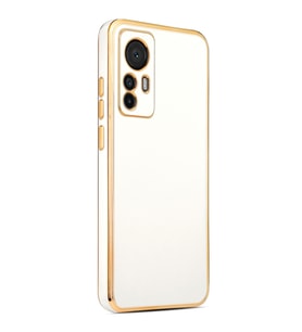 Xiaomi Mi 12T Pro Kılıf Kenarları Gold Kamera Korumalı Renkli Pastel Silikon Siyah BARK (Beyaz)