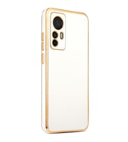 Xiaomi Mi 12T Pro Kılıf Kenarları Gold Kamera Korumalı Renkli Pastel Silikon Siyah BARK (Beyaz)