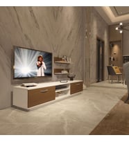 Decoraktiv Eko 4B Mdf Dvd Tv Ünitesi Tv Sehpası - Parlak Beyaz (Beyaz - Ceviz)