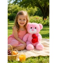 50 cm Kalpli Peluş  Sevimli Ayıcık (Pembe)