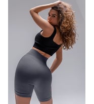Mistirik Biker Örme Kumaş Seamless Model Fitilli Şort (Gri)