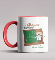 Kişiye Özel Matematik Öğretmeni Tasarımlı Siyah Renk Kupa 9 (Kırmızı)