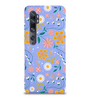 Xiaomi Mi Note 10 Pro Uyumlu Lansman Kılıf Çiçek Tasarımlı İçi Kadife Kapak-Lacivert (Lila)