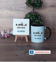 Sosyoloji Öğretmeni Dekoratif Taş, Kupa Bardak Kırmızı Hediye Öğretmenler Günü Hediyesi (Model 10)