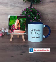 Teyzeye Doğum Günü Hediyesi Fotoğraflı Dekoratif Taş, Kupa Bardak Beyaz Hediye (Model 3)