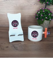 Love Your Self Hediye Sepeti Kupa Bardak T Kulplu ve Ahşap Telefon Standı Arkadaşa Hediye, Anneye Hediye (Model 7)