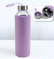 Deri Kılıflı 500 Ml Cam Matara (Mor)