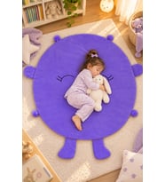 Bebek Oyun Halısı 120 cm Ponponlu ve Ayaklı (%100 Yerli) (Lila)