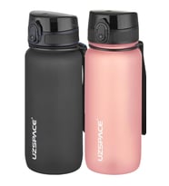 Uzspace 2'li Tritan Matara Seti 650 ml 14 Farklı Renk Seçeneği FiftyFifty (Siyah-Pudra)
