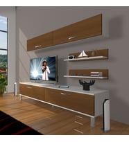 Decoraktiv Eko 5 Slm Std Krom Ayaklı Tv Ünitesi Tv Sehpası (Beyaz - Ceviz)