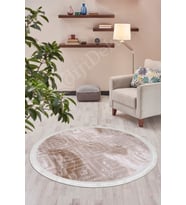 Dijidekor Halı Devetüyü Cool Karo Saçaklı Yuvarlak Kesme İnce Yolluk Kilim Salon Halısı Modelleri (Deve Tüyü)