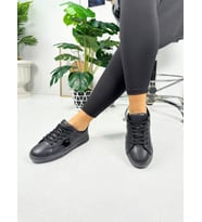 Günlük Kadın Sneaker Bağcıklı Yıldız Detay Tırtık Taban Rahat Spor Ayakkabı 602 (Siyah)