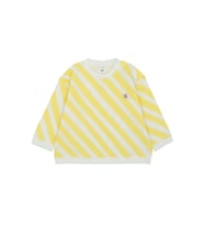 Omzu Çıtçıtlı Verev Çizgi Baskılı Sweatshirt (Sarı)