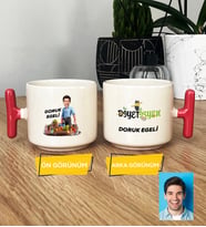 Kişiye Özel Karikatürlü Diyetisyen T Kupa Bardak Diyetisyenler Günü Hediyesi Erkek Diyetisyene Hediye (Pembe)