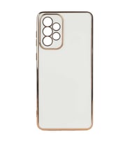 Samsung Galaxy A73 Kılıf Kenarları Gold Kamera Korumalı Renkli Pastel Silikon Açık Yeşil BARK (Beyaz)