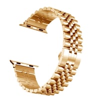 Uyumlu Model Apple Watch 7 8 9 45mm Kordon Şeritli Metal Kordon 36 (Rose)