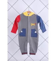Babyhola Kız Erkek Çıtçıtlı Kapüşonlu Şardonlu Kışlık Tulum 12644 (Füme)