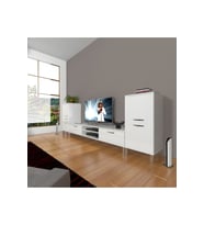 Decoraktiv Eko On2 Mdf Dvd Krom Ayaklı Tv Ünitesi Tv Sehpası (Beyaz)