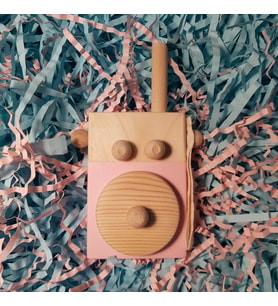 Ahşap Oyuncak Baby Telsiz - Beyaz (Pembe)