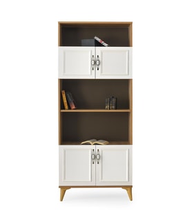 Irmak Dolaplı 5 Raflı Kitaplık 80x30x195cm (Ekru)