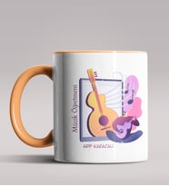 Kişiye Özel Müzik Öğretmeni Tasarımlı Siyah Renk Kupa Bardak  (Turuncu)
