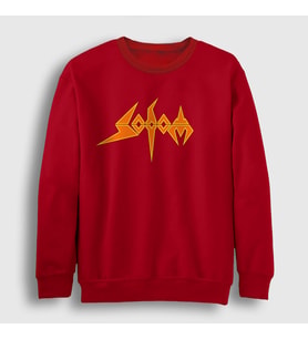 Presmono Unisex Bordo Logo Sodom Sweatshirt 383227tt (Kırmızı)