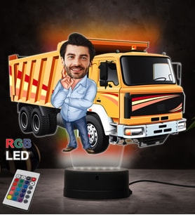 Doğum Günü Hediyesi,Sevgiliye Hediye, Kişiye Özel Fotoğraflı Kamyon Tasarımlı Karikatür 3D Led Lamba (RGB)