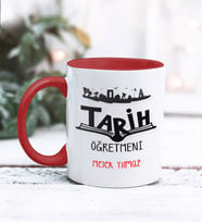 Tarih Öğretmeni Tasarımlı Kişiye Özel Kupa Bardak (Kırmızı)
