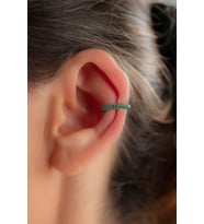 Kadın Rose Zirkon Taşlı Kıkırdak Earcuff Gümüş Küpe Dgn20936 (Yeşil)