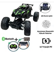 Uzaktan Kumandalı Bluetooth Telefon Kontrollü Jeep Araba Drift Şarjlı Rock Crawler 19 cm Off-Road (Yeşil)
